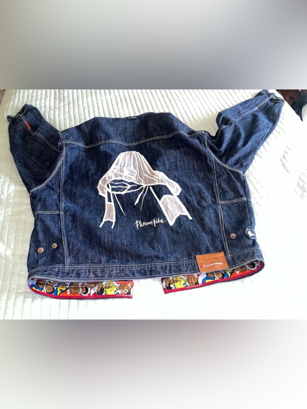 Vintage Platinum Mens FUBU Blue Hornet‎ Fat Albert Denim Jacket Hip Hop